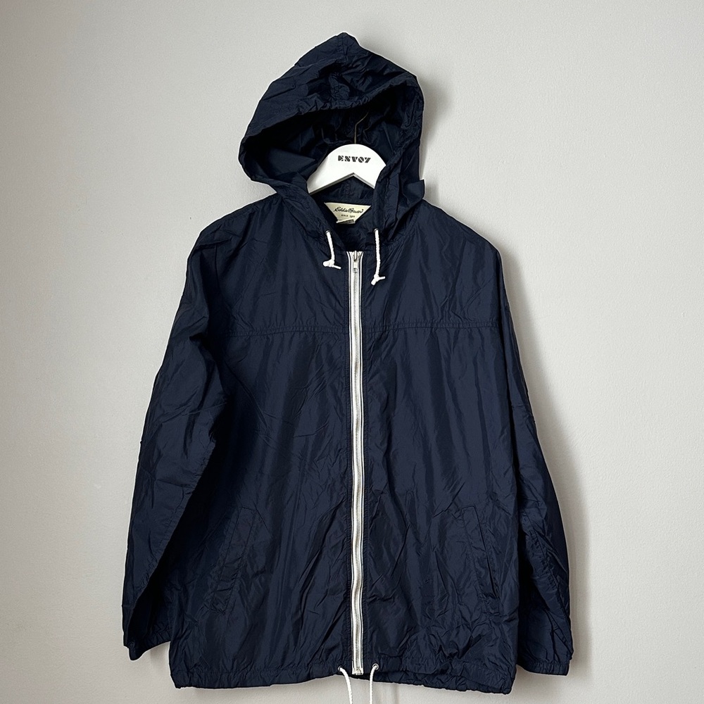 Eddie Bauer Navy Blue Hooded Windbreaker Jacket size L